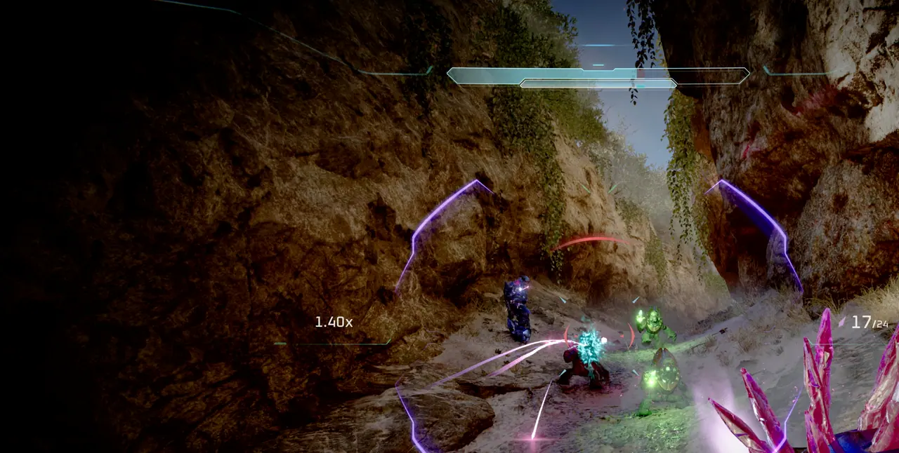Master Chief fighting through a Halo Campaign Evolved mission